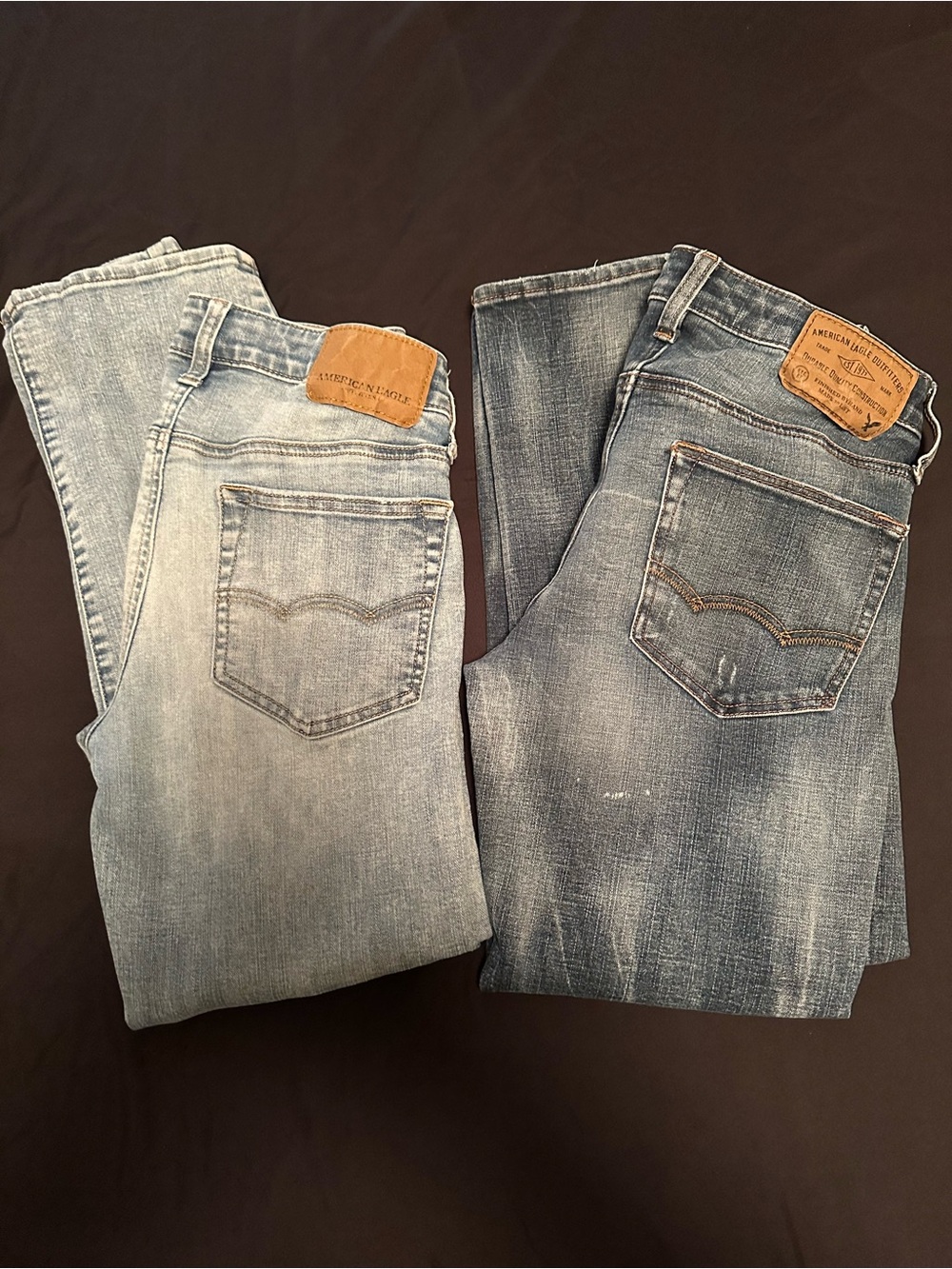American Eagle Outfitters Men's Slim Jeans in Light Blue and Dark Blue Wash